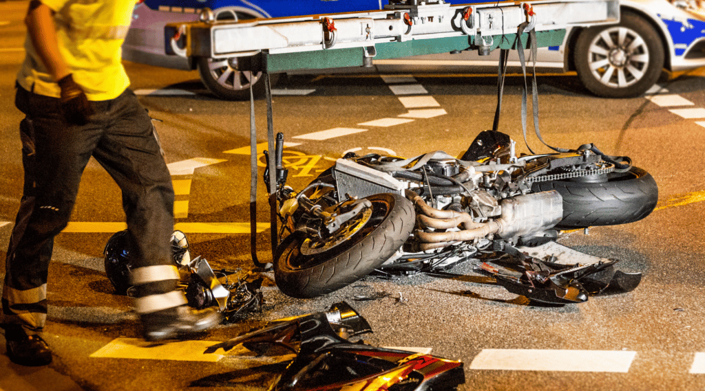 photo of a motorcycle accident