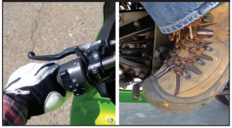 Examples of the location of both the clutch lever and shift lever.