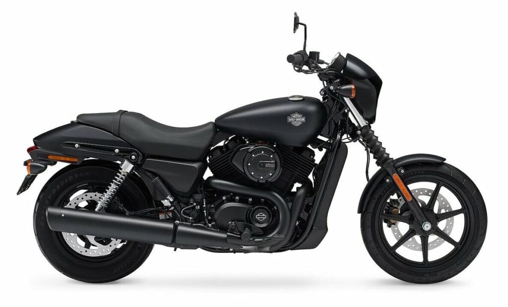 An all black Harley-Davidson Street 500