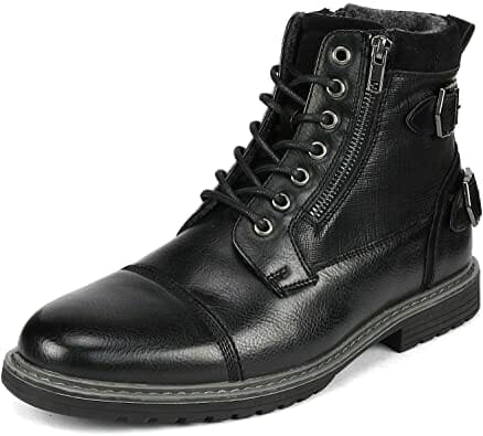 Black Bruno Marc Men's Motorcycle Combat Oxford Boots