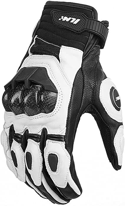White and black ILM Air Flow motorcycle gloves