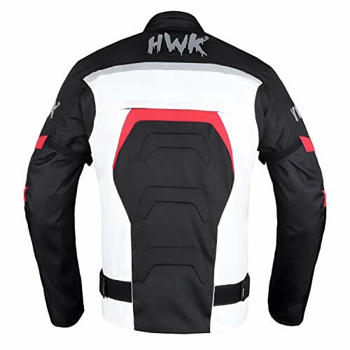 A white and black HWK Dualsport jacket with red detailing.