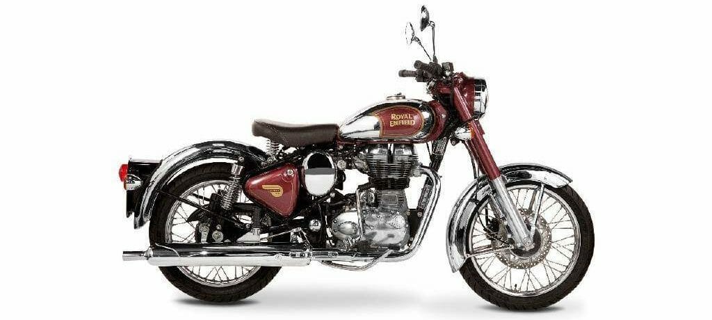 A root beer brown and chrome Royal Enfield Classic
