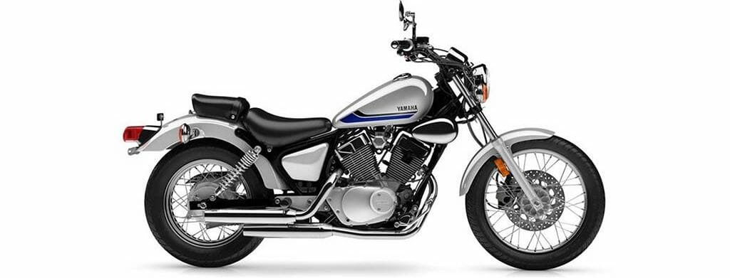 A silver and black 2020 Yamaha V-Star Motorcycle