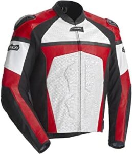 Red white and black Cortech Adrenaline Men's Leather On-Road Racing Motorcycle Jacket