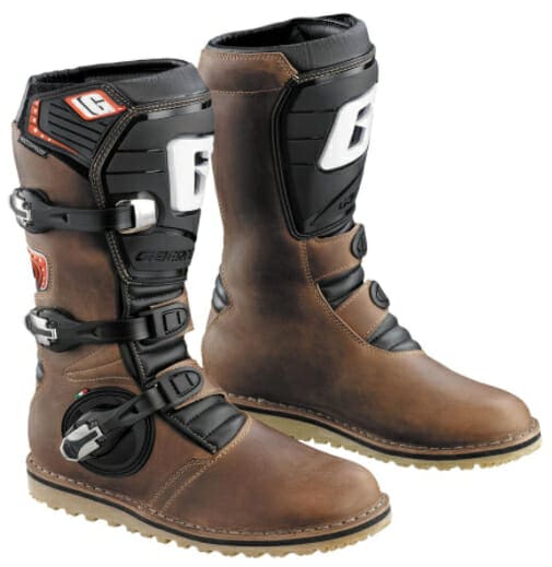 Brown black and orange Gaerne Balance motorcyle boots 