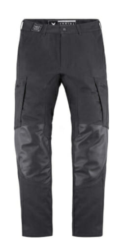 Black Icon 1000 Varial motorcycle pants. 