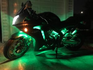 motorcycle underglow lights in green