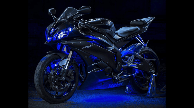 motorcycle wheel lights in blue color