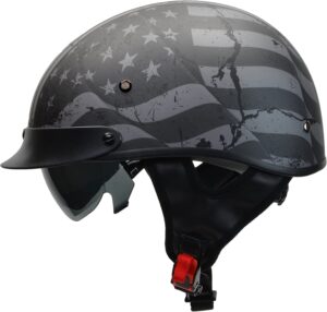 VEGA Helmets Warrior Motorcycle Half Helmet with Drop-Down Sunshield,