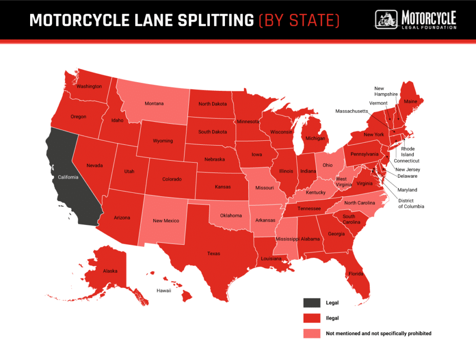 Motorcycle Lane Splitting Guide and Statebystate Laws (2024)