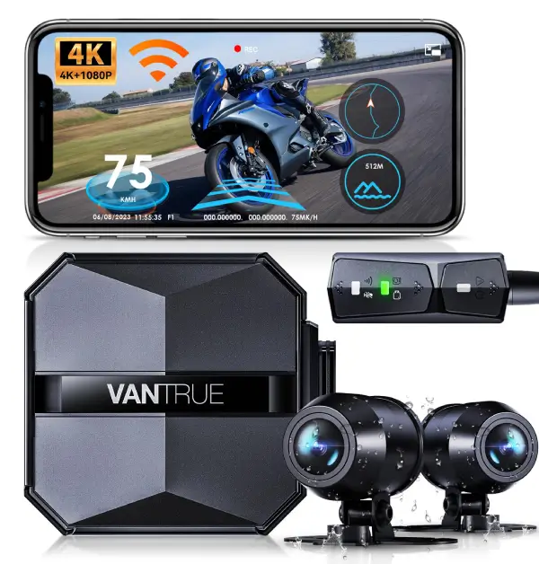 Motorcycle Video Recorder Camera DVR Dash Cam WiFi GPS Full HD 128G  1080P+720P Front Rear View Waterproof Night Vision DashCam